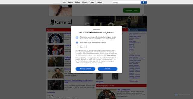 Security scan screenshot of https://www.postavy.cz