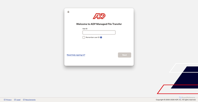 Security scan screenshot of https://filetransfer1.adp.com