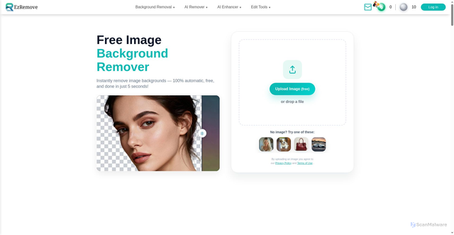 Security scan screenshot of https://ezremove.ai