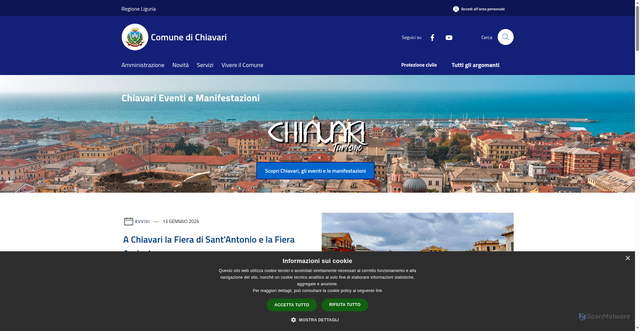 Security scan screenshot of https://www.comune.chiavari.ge.it/it