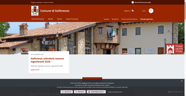 Security scan screenshot of https://www.comune.golferenzo.pv.it/it-it/home