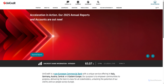Security scan screenshot of http://www.unicredit.eu/