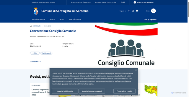 Security scan screenshot of https://www.comune.santagatasulsanterno.ra.it/