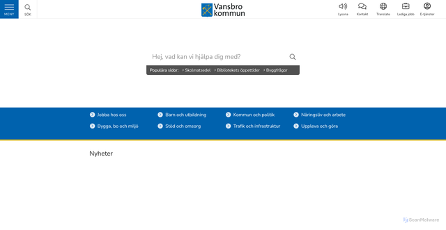 Security scan screenshot of http://www.vansbro.se