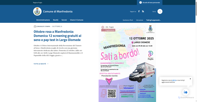 Security scan screenshot of https://www.comune.manfredonia.fg.it/
