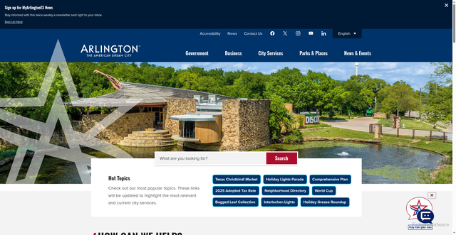 Security scan screenshot of https://www.arlingtontx.gov/