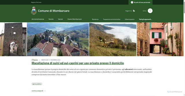 Security scan screenshot of https://www.comune.mombarcaro.cn.it/