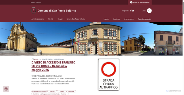 Security scan screenshot of https://www.comune.sanpaolosolbrito.at.it