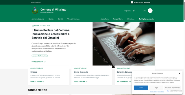 Security scan screenshot of https://comune.villalago.aq.it/