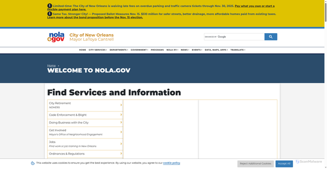 Security scan screenshot of https://nola.gov/