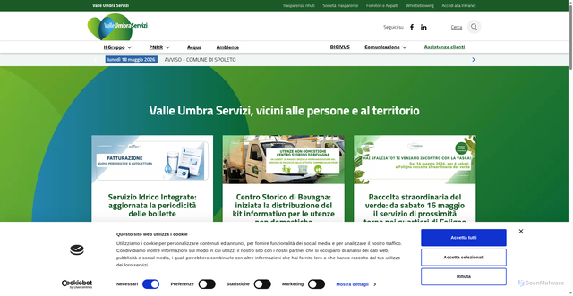 Security scan screenshot of https://www.valleumbraservizi.it