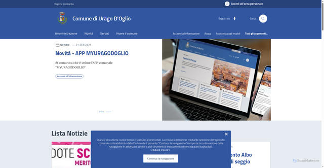 Security scan screenshot of https://www.comune.uragodoglio.bs.it/