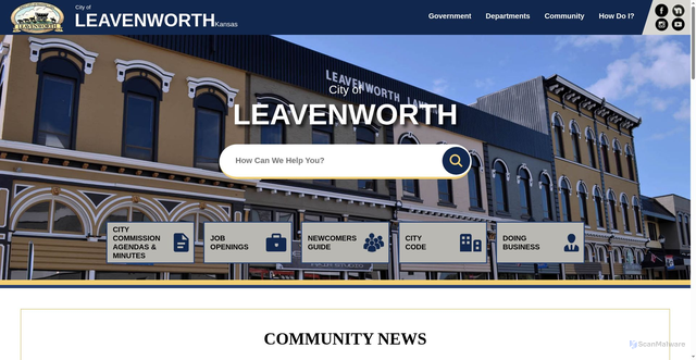 Security scan screenshot of https://www.leavenworthks.gov/