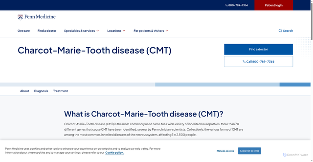 Security scan screenshot of https://www.pennmedicine.org/conditions/charcot-marie-tooth-disease