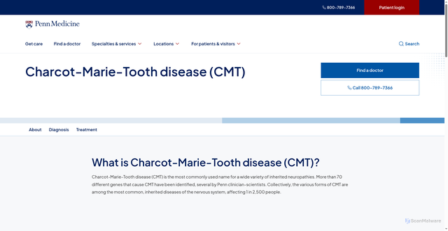 Security scan screenshot of https://www.pennmedicine.org/conditions/charcot-marie-tooth-disease