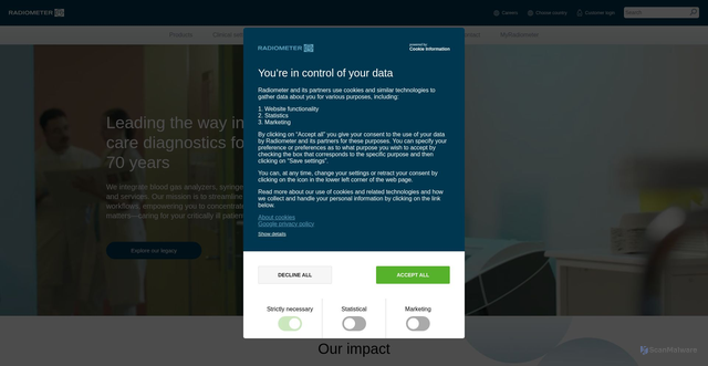 Security scan screenshot of https://radiometer.net
