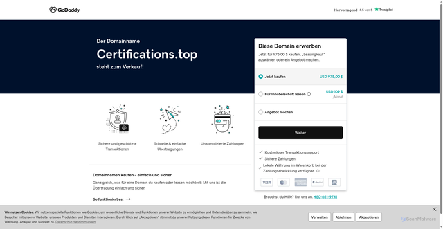 Security scan screenshot of https://certifications.top/