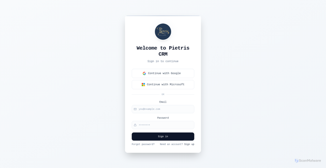Security scan screenshot of https://pietriscatering.online/login
