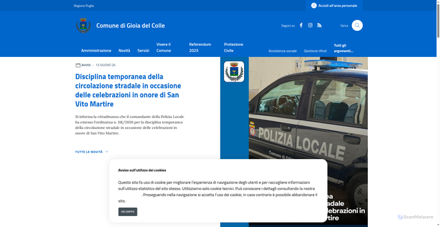 Security scan screenshot of https://www.comune.gioiadelcolle.ba.it
