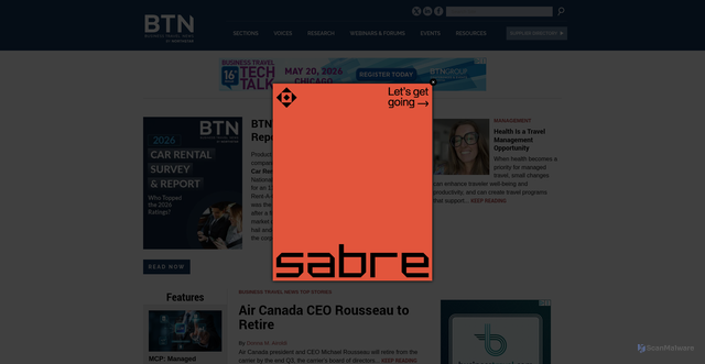 Security scan screenshot of https://businesstravelnews.com