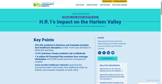Security scan screenshot of https://fchealth.org/hr1-impact-on-the-harlem-valley/