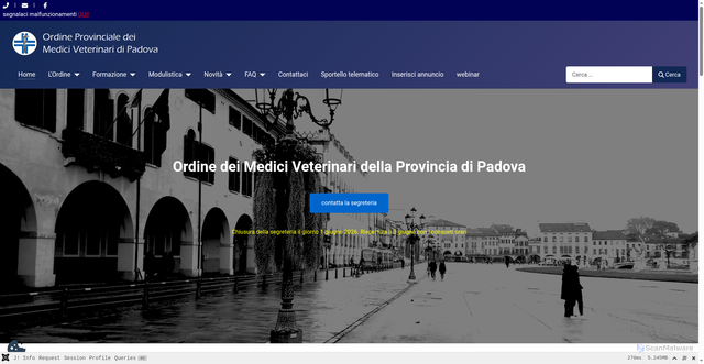 Security scan screenshot of https://www.ordinevetpd.it