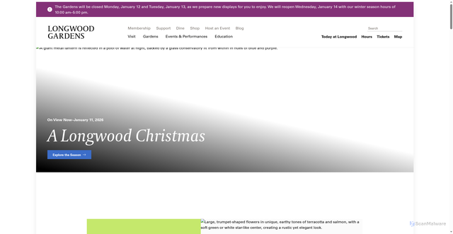 Security scan screenshot of https://longwoodgardens.org/