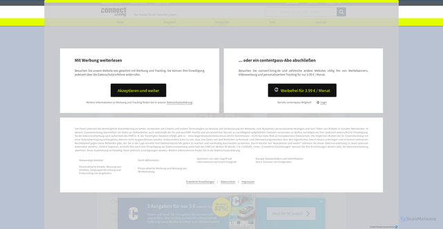 Security scan screenshot of https://www.connect-living.de