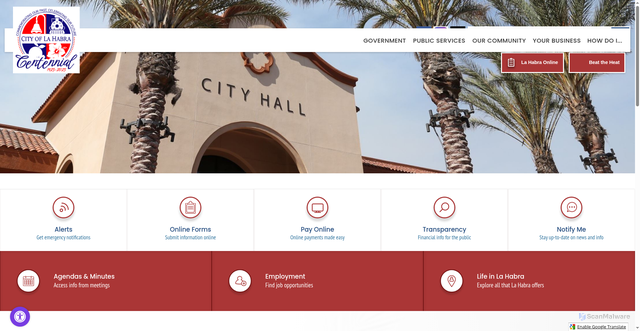 Security scan screenshot of https://lahabraca.gov/