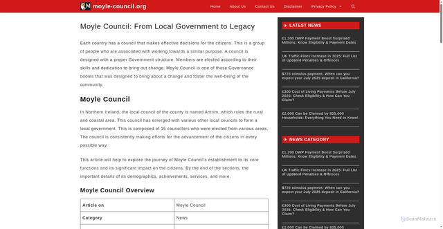 Security scan screenshot of https://www.moyle-council.org/