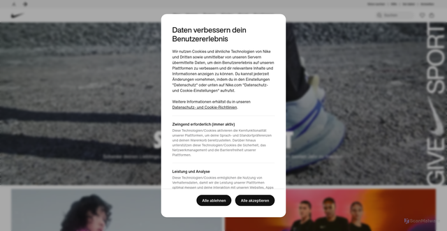 Security scan screenshot of https://www.nike.com/