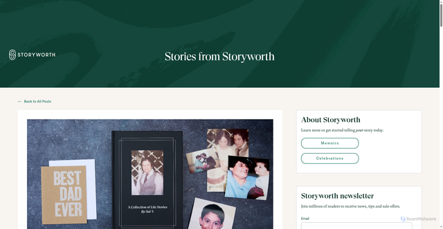 Security scan screenshot of https://welcome.storyworth.com/blog/when-is-fathers-day