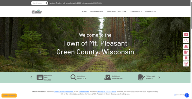 Security scan screenshot of https://townofmtpleasantwi.gov/