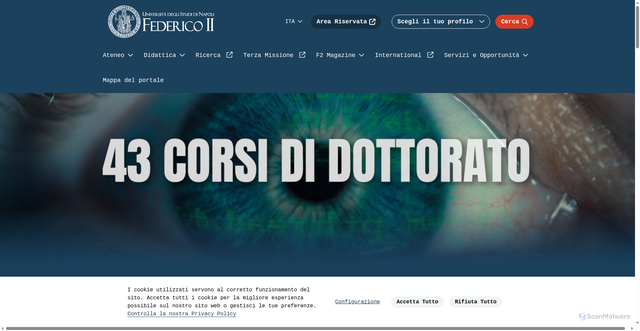Security scan screenshot of http://www.unina.it