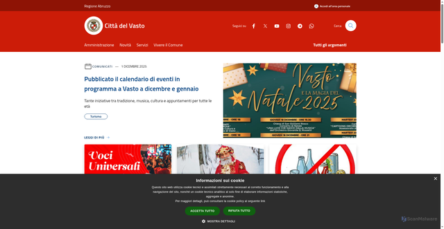 Security scan screenshot of https://www.comune.vasto.ch.it/it