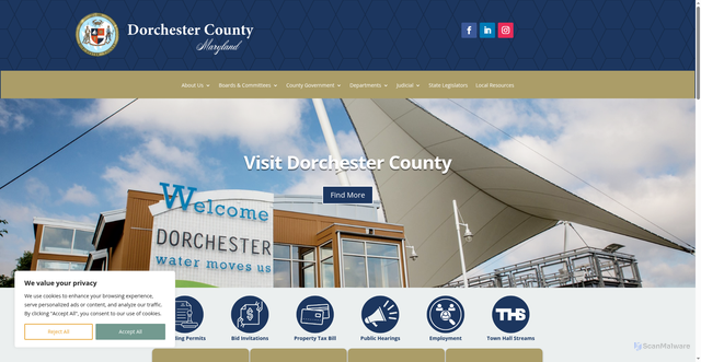 Security scan screenshot of https://dorchestermd.gov/