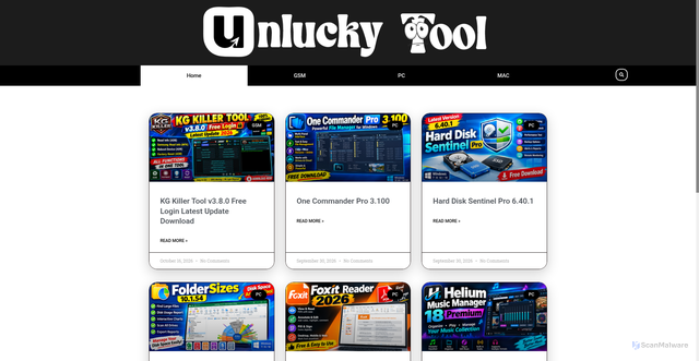 Security scan screenshot of https://unluckytool.com/