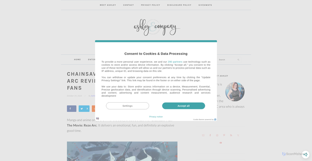 Security scan screenshot of https://www.withashleyandco.com/2025/10/chainsaw-man-the-movie-reze-arc-review-mappa/