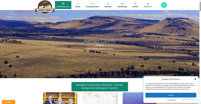 Security scan screenshot of https://harneycountyor.gov/