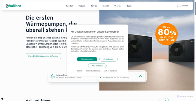 Security scan screenshot of https://vaillant.de