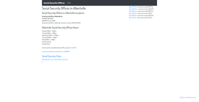 Security scan screenshot of https://socialsecurityoffice.in/albertville