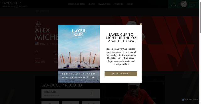 Security scan screenshot of https://lavercup.com/player/alex-michelsen