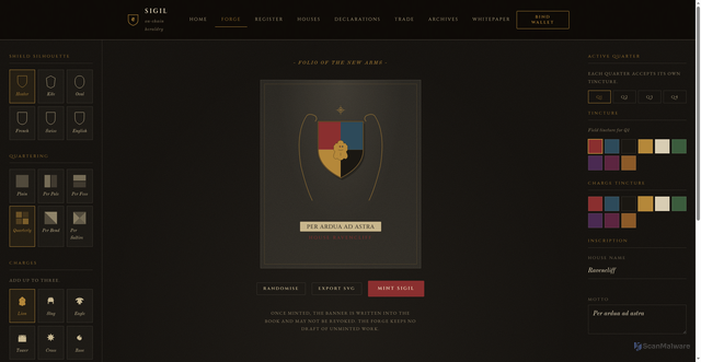 Security scan screenshot of https://thesigil.art/forge.html