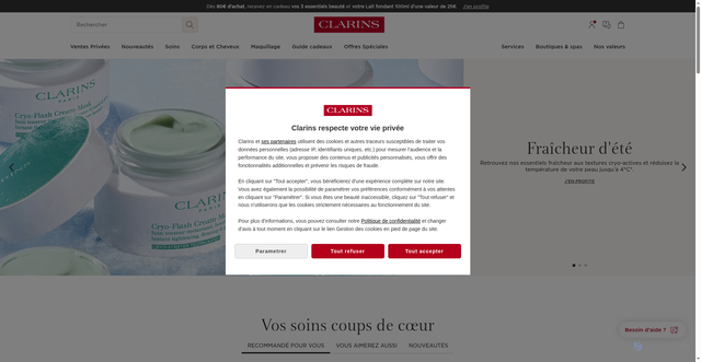 Security scan screenshot of https://www.clarins.fr