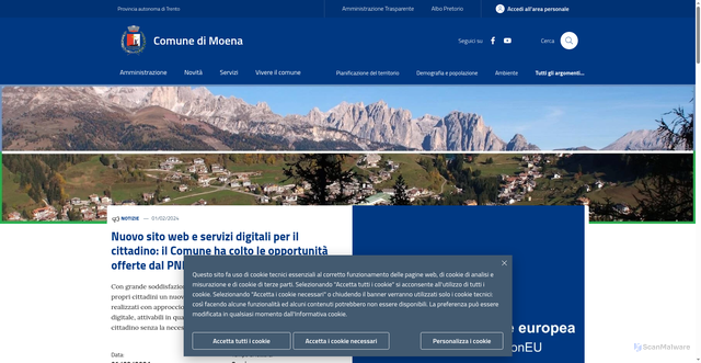 Security scan screenshot of https://www.comune.moena.tn.it/