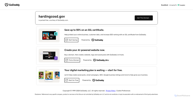 Security scan screenshot of https://hardingcosd.gov/