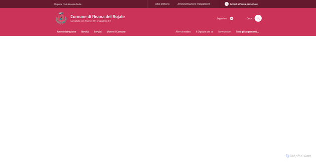 Security scan screenshot of https://www.comune.reanadelrojale.ud.it