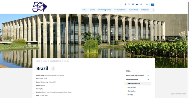 Security scan screenshot of https://www.sela.org/en/member-states/brazil/