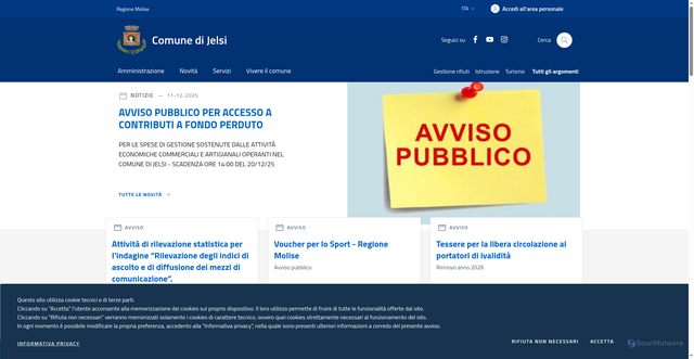Security scan screenshot of https://www.comune.jelsi.cb.it/