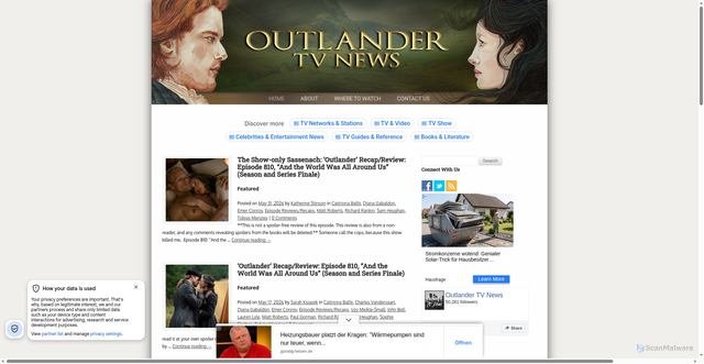 Security scan screenshot of https://www.outlandertvnews.com/